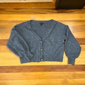 TOPSHOP Women’s Cropped Puffy Sleeve Cardigan In Grey Size 10 US